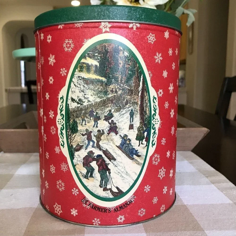 Vintage Christmas Cookie Tin Home Decor Accent